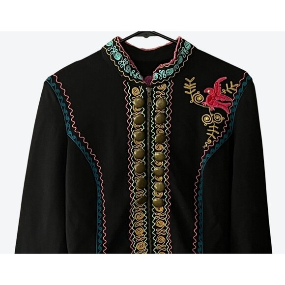 Double D Ranch Women's Small Full Zip Embroidered Western Jacket Top Black Blue - Picture 2 of 7